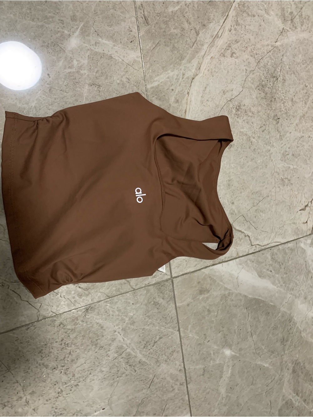 ALO Yoga Brown Pleated Skirt & Cropped Tank Set - Picture 4 of 5